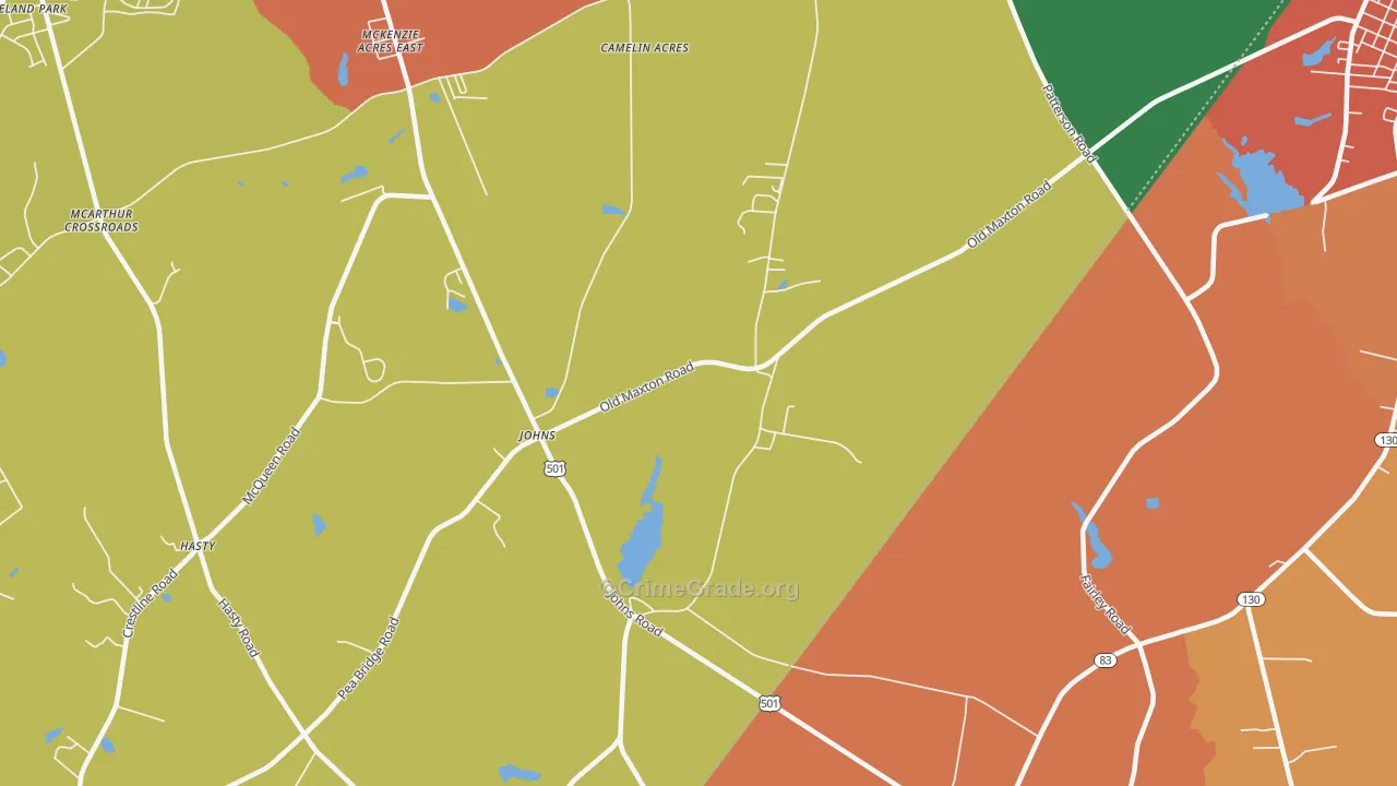 Johns, NC Map of Theft Rates