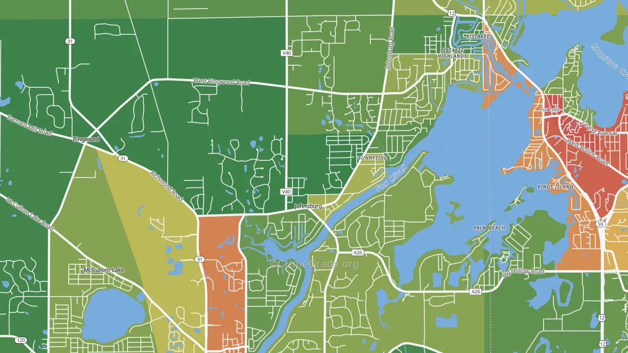 Johnsburg, IL Map of Theft Rates