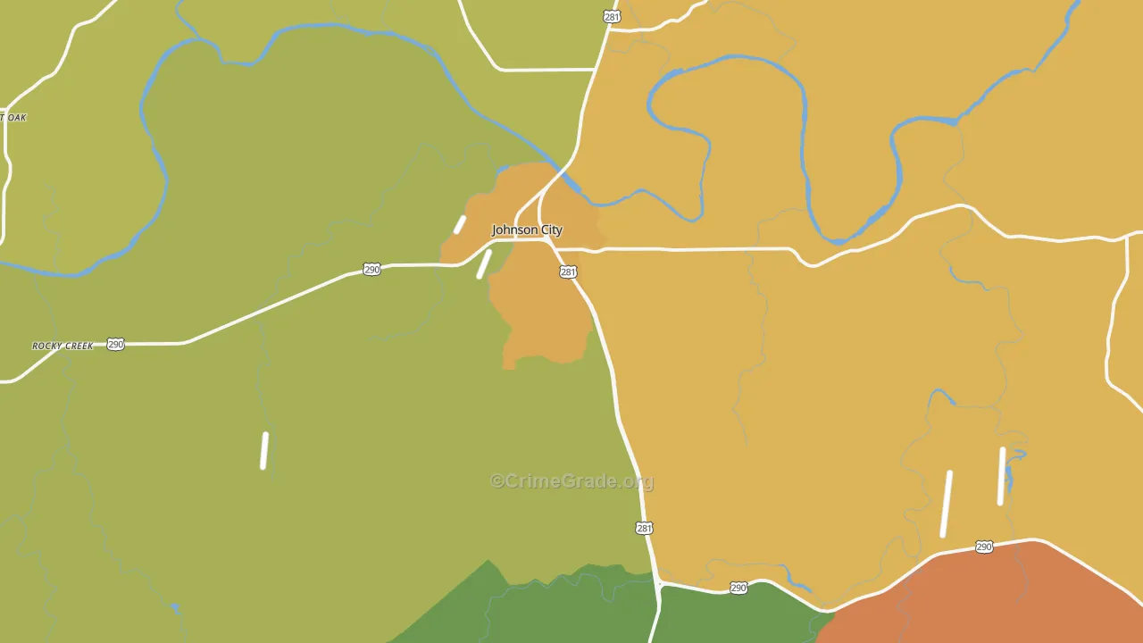 Johnson City, TX Map of Theft Rates