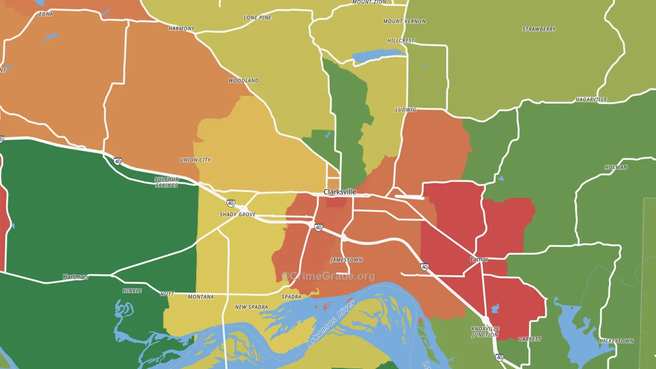 Johnson County, AR Map of Theft Rates