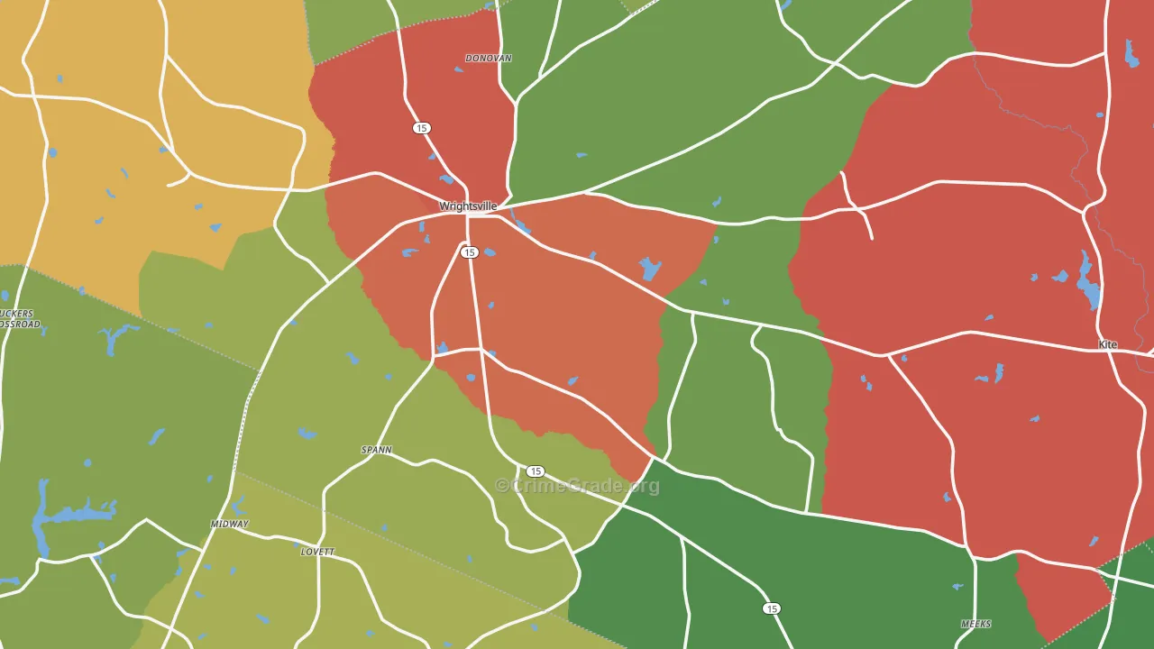 Johnson County, GA Map of Theft Rates