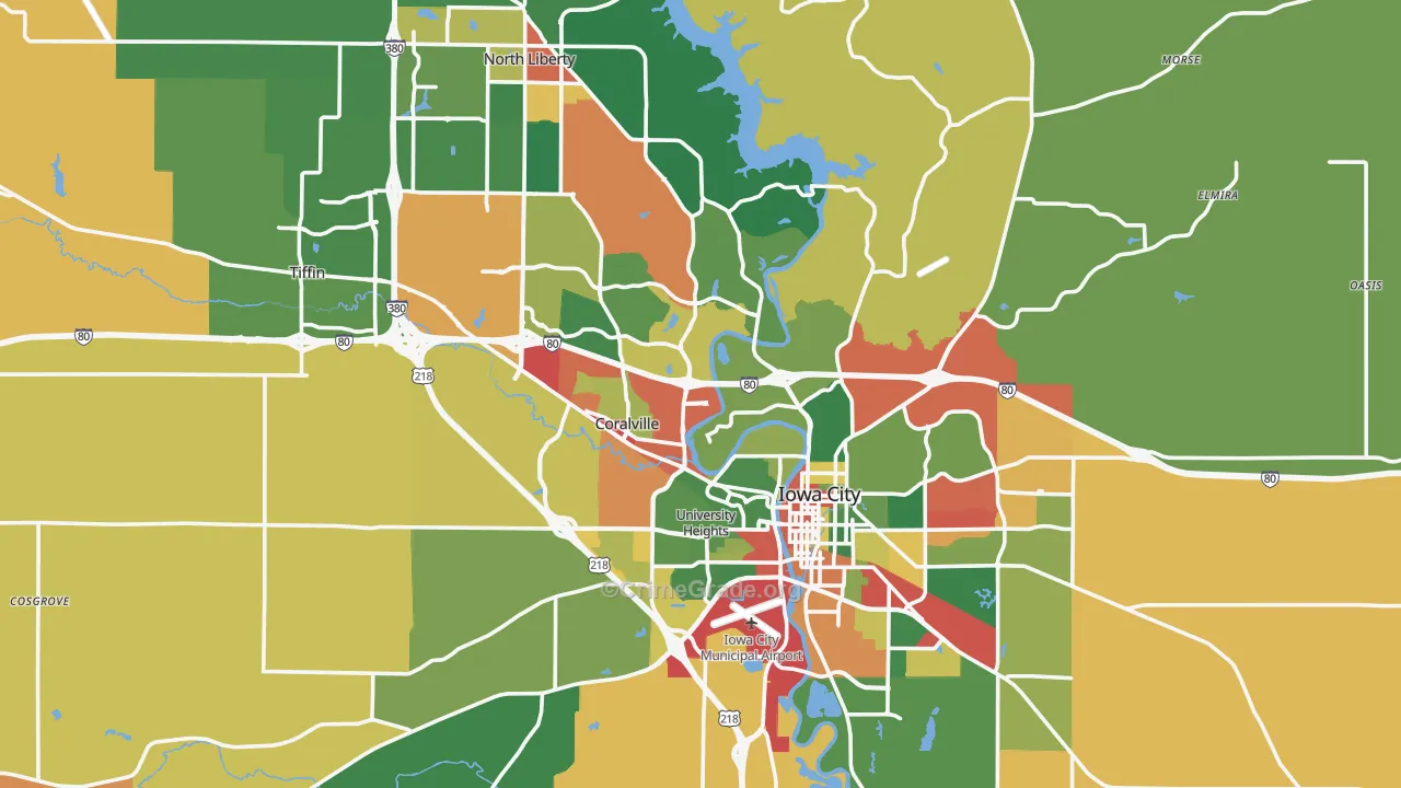 Johnson County, IA Map of Theft Rates
