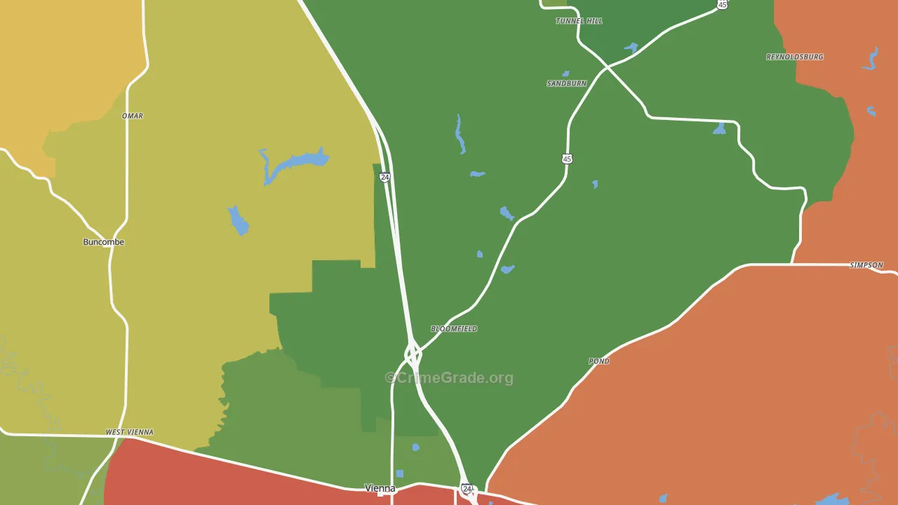 Johnson County, IL Map of Theft Rates