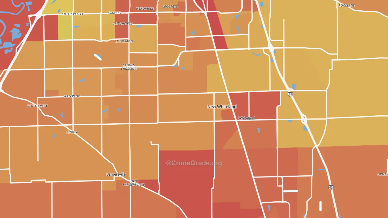 Johnson County, IN Map of Theft Rates