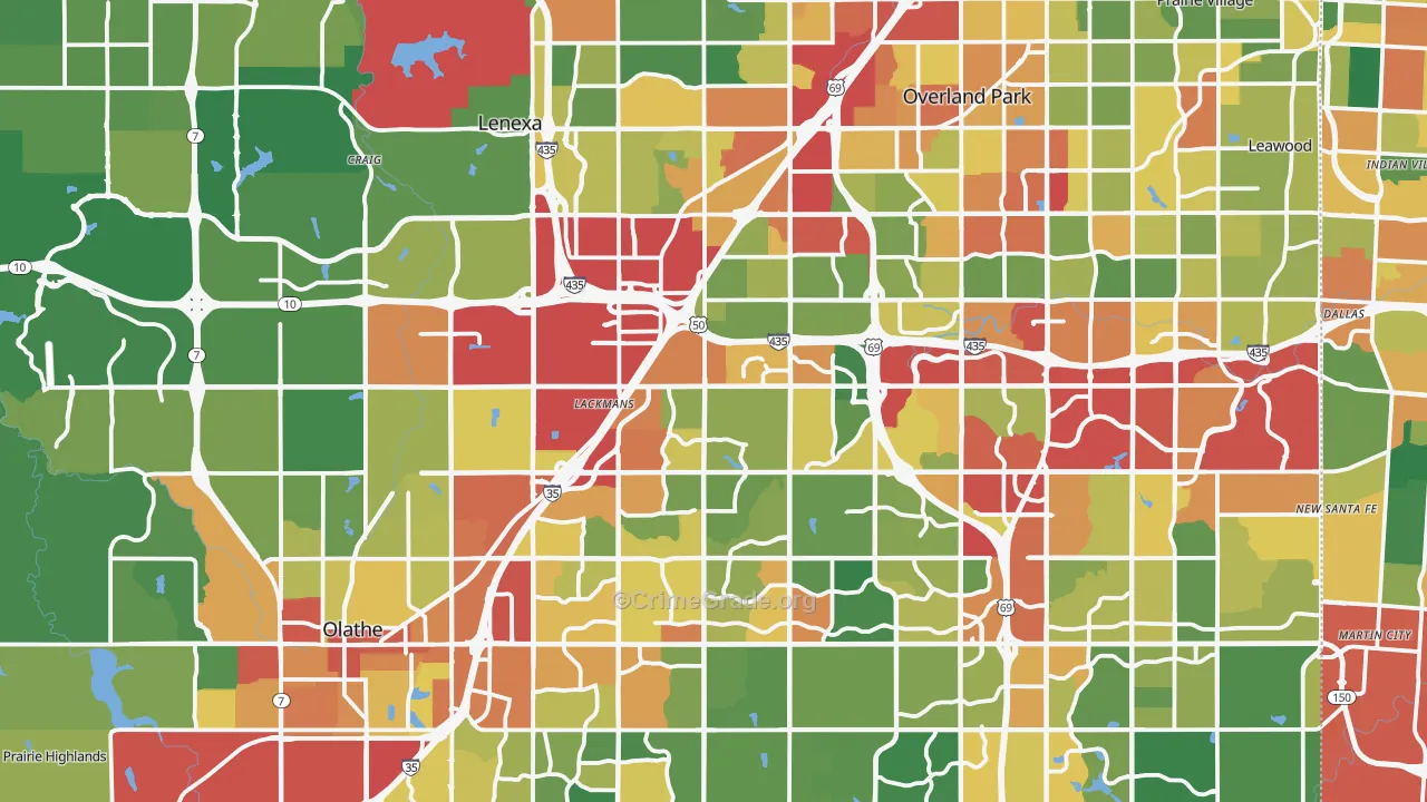 Johnson County, KS Map of Theft Rates