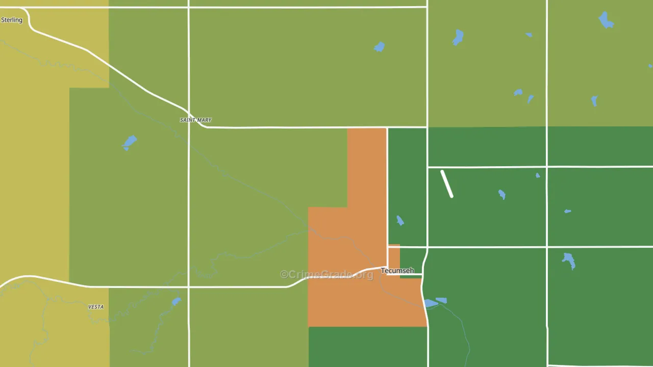 Johnson County, NE Map of Theft Rates