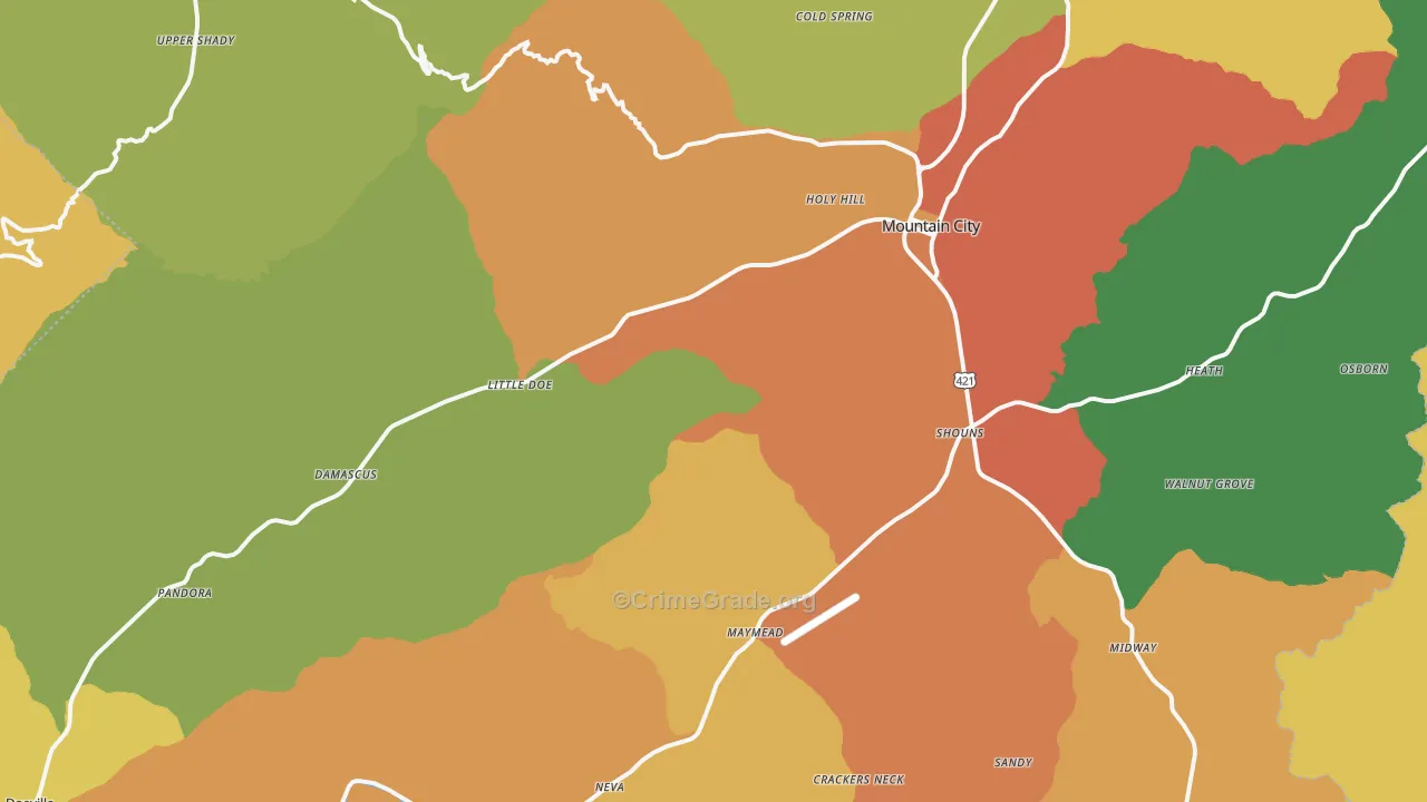 Johnson County, TN Map of Theft Rates