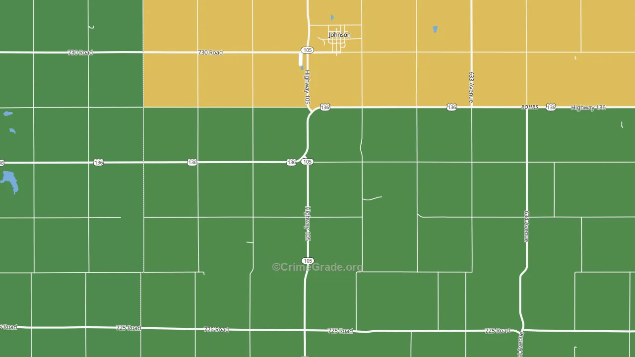 Johnson, NE Map of Theft Rates