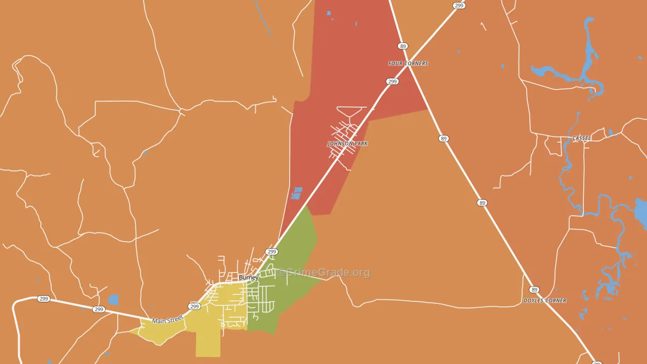Johnson Park, CA Map of Theft Rates