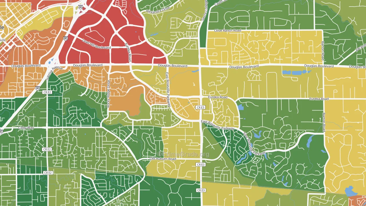 Johnson Ranch, Roseville, CA Map of Theft Rates