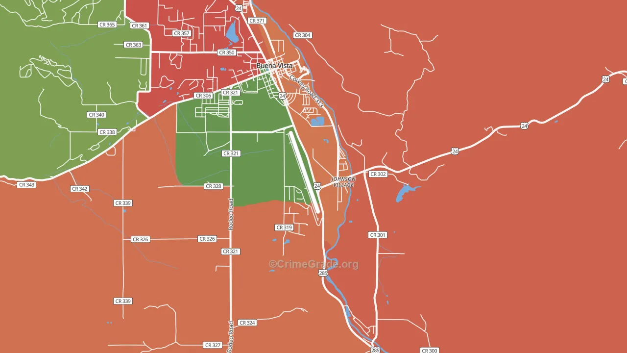 Johnson Village, CO Map of Theft Rates