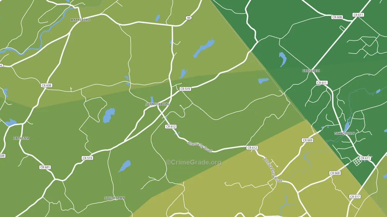 Johnsonburg, NJ Map of Theft Rates