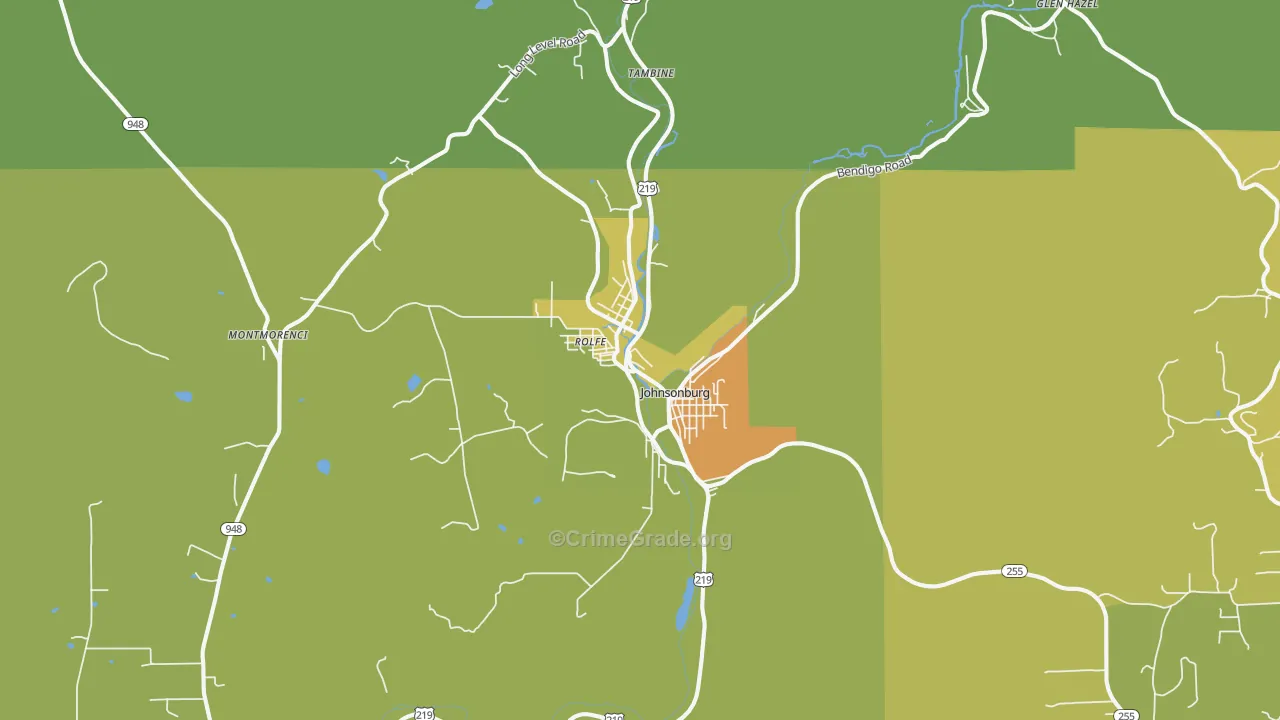 Johnsonburg, PA Map of Theft Rates