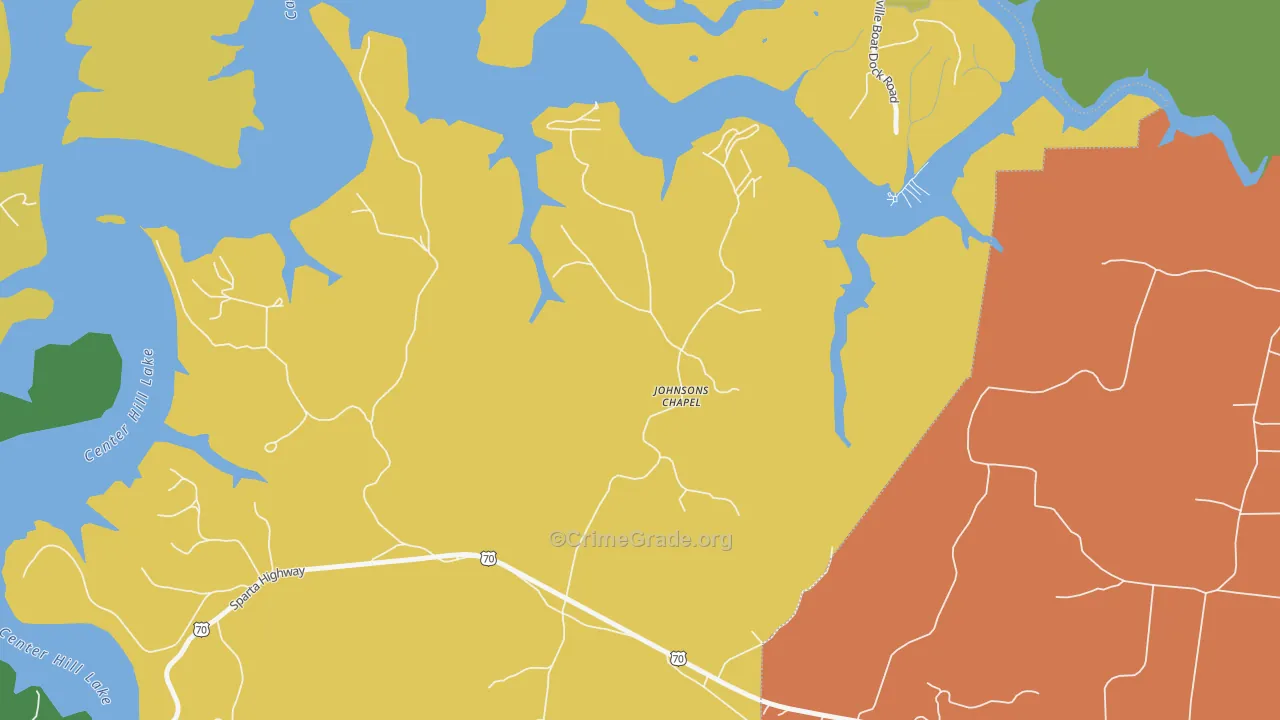 Johnsons Chapel, TN Map of Theft Rates
