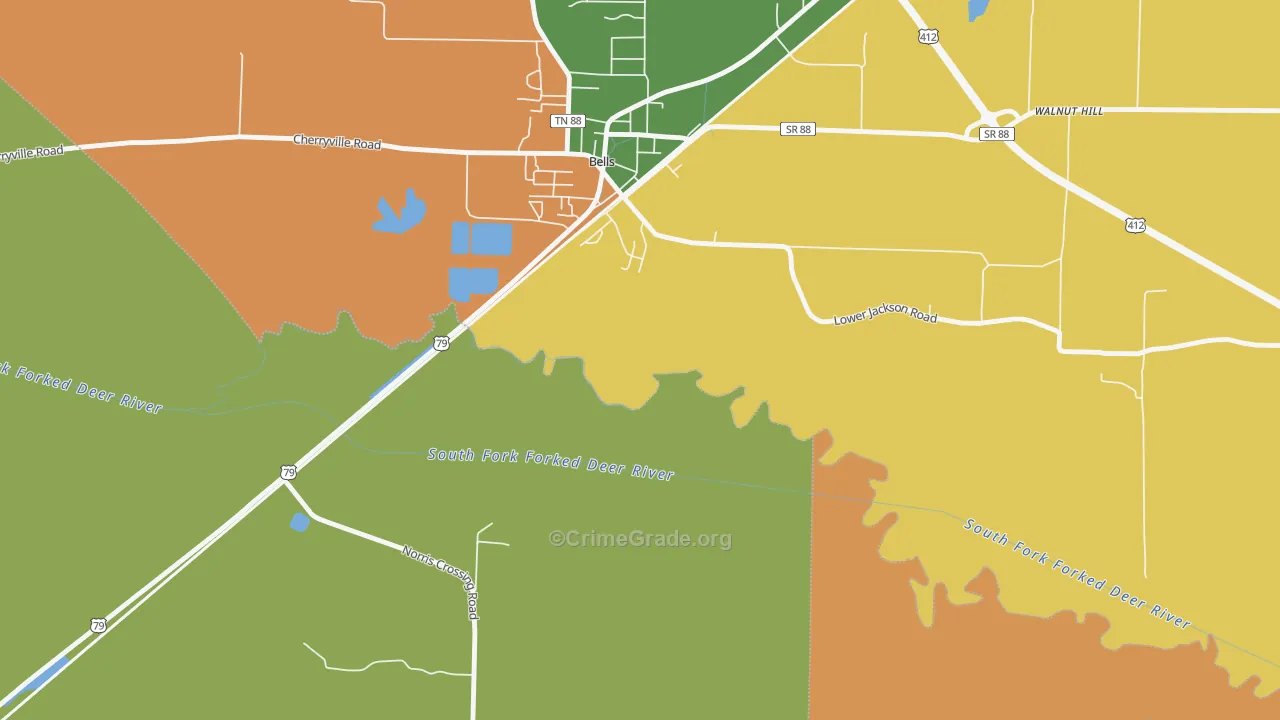 Johnsons Grove, TN Map of Theft Rates