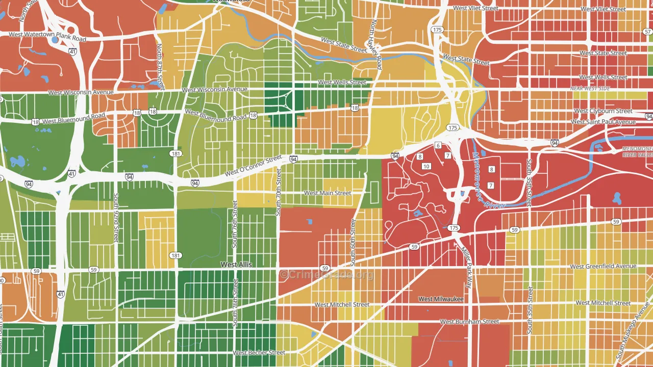 Johnson's Woods, Milwaukee, WI Map of Theft Rates