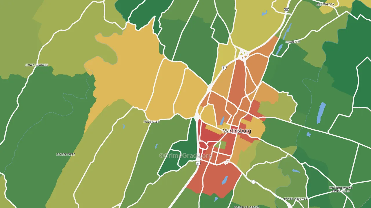 Johnsontown, WV Map of Theft Rates