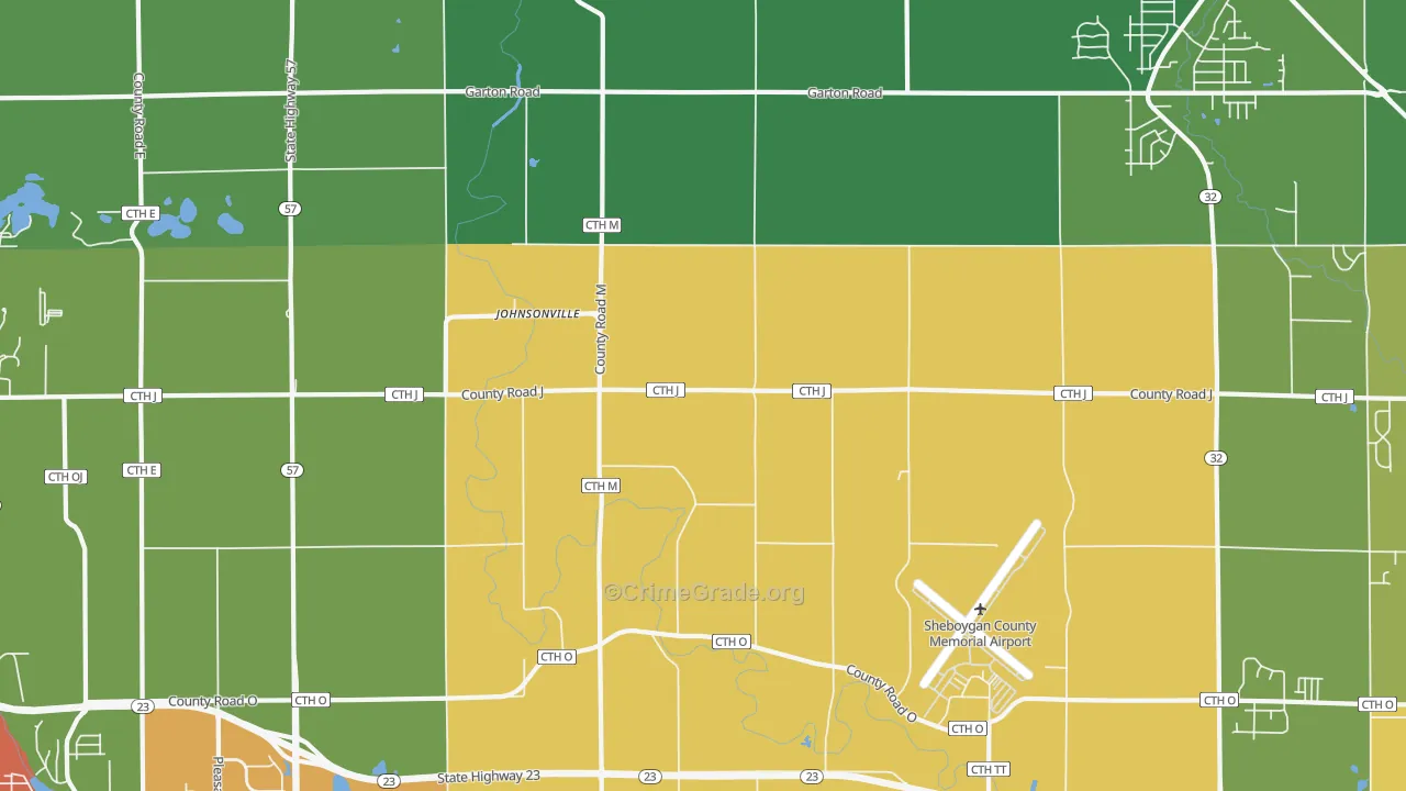 Johnsonville, WI Map of Theft Rates