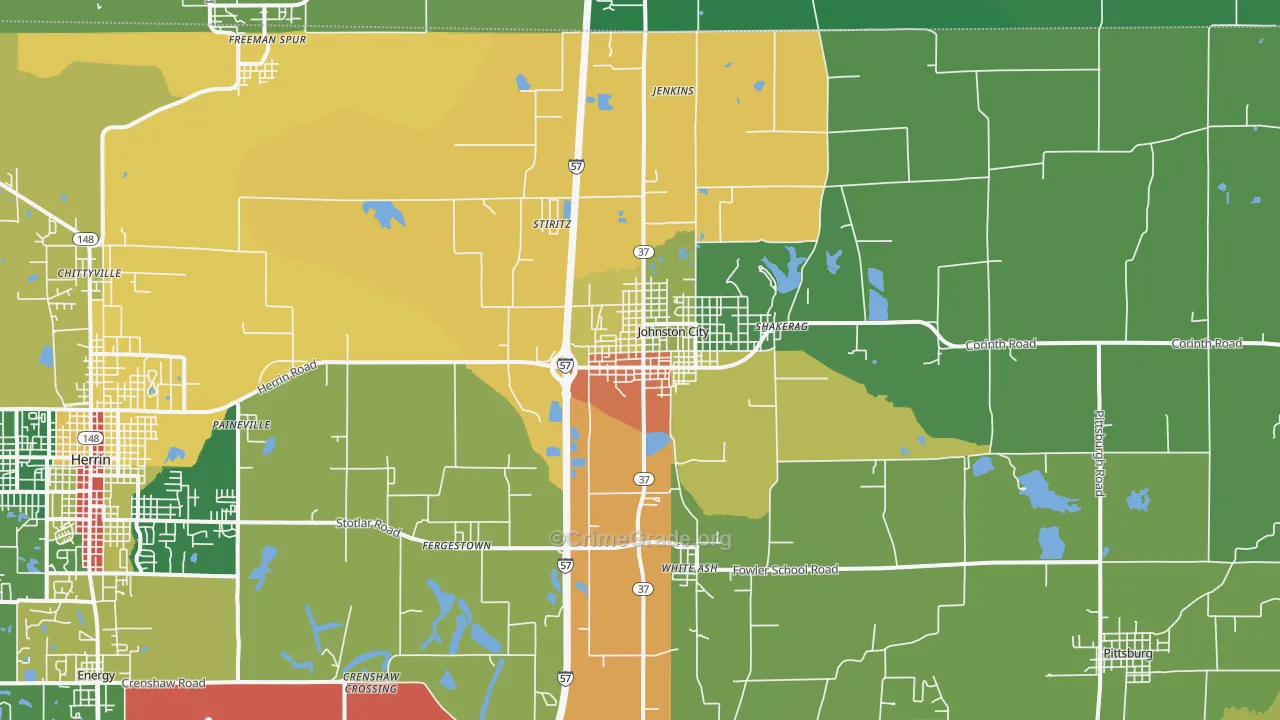 Johnston City, IL Map of Theft Rates