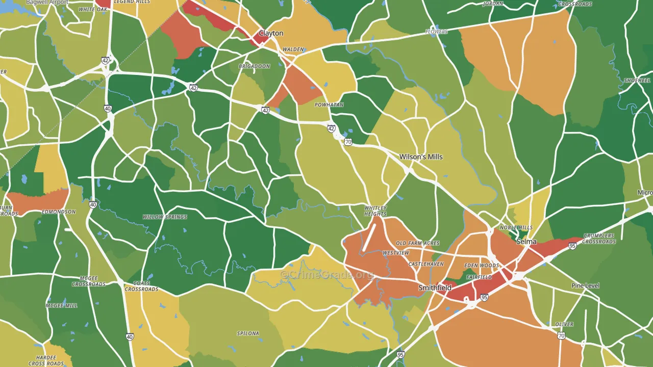 Johnston County, NC Map of Theft Rates
