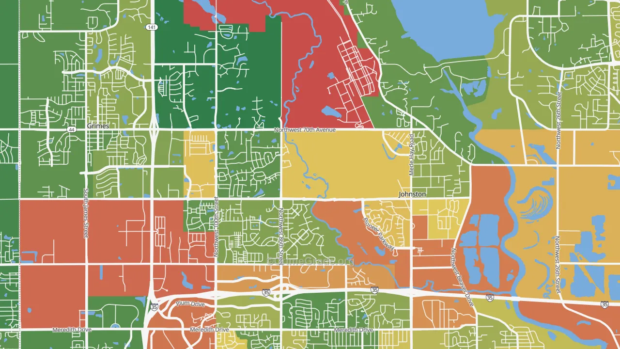 Johnston, IA Map of Theft Rates