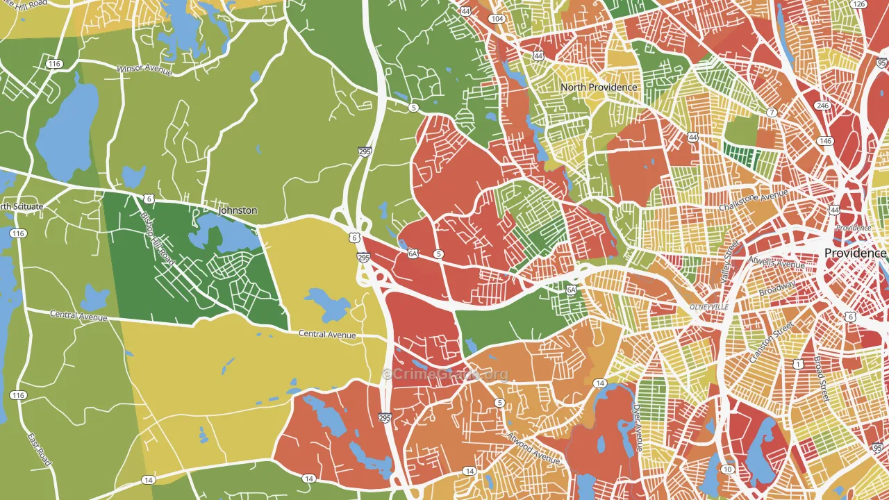 Johnston, RI Map of Theft Rates