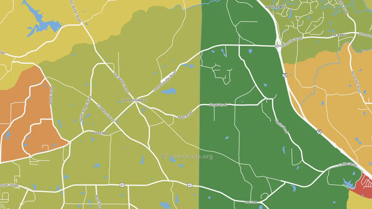 Johnstonville, GA Map of Theft Rates