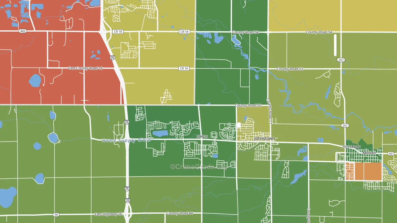 Johnstown, CO Map of Theft Rates