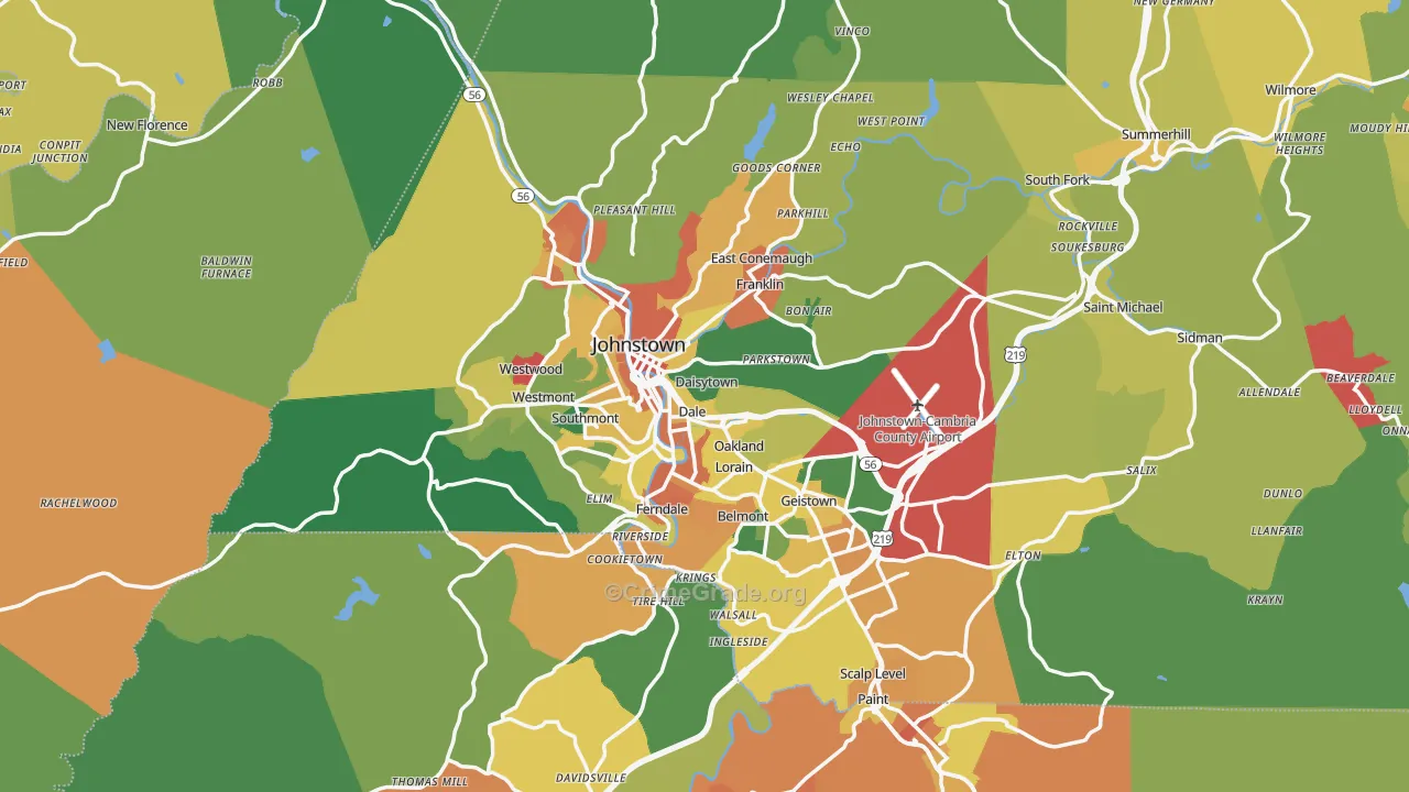 Johnstown, PA Map of Theft Rates