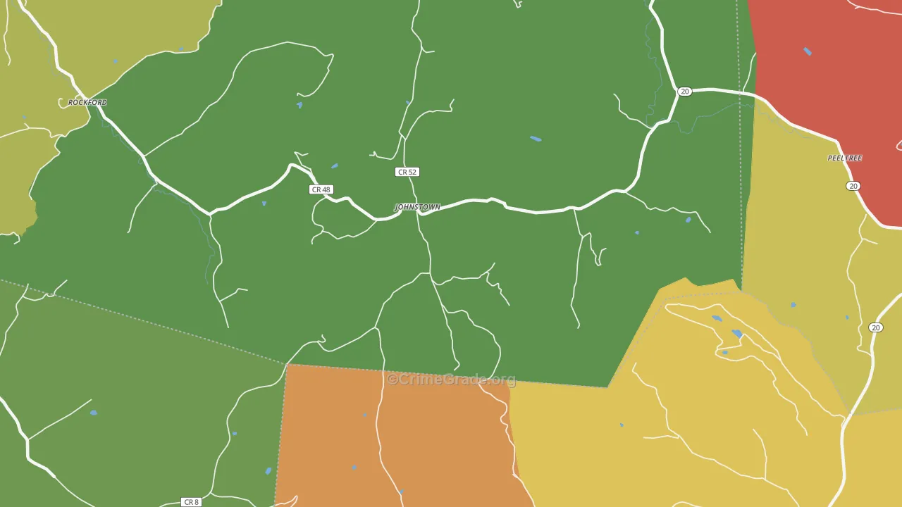Johnstown, WV Map of Theft Rates