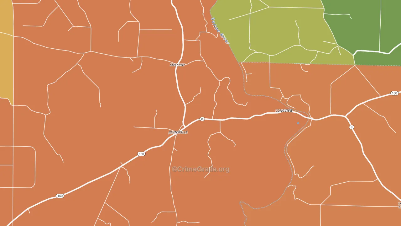 Johnsville, AR Map of Theft Rates