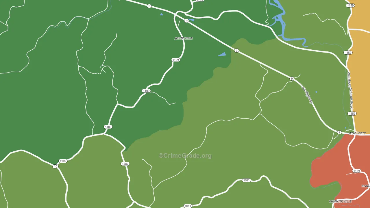 Johnsville, KY Map of Theft Rates