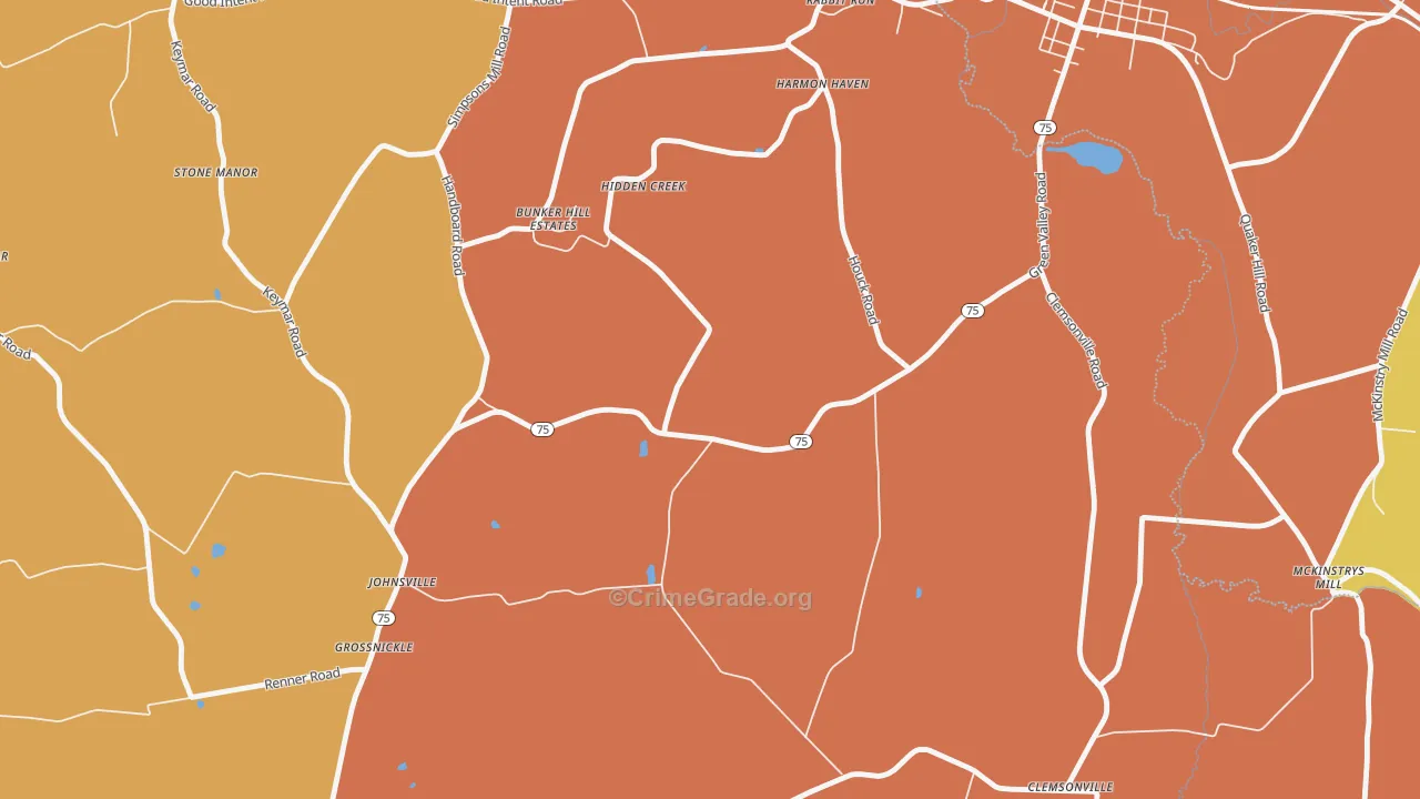 Johnsville, MD Map of Theft Rates