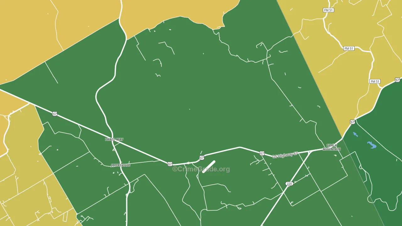 Johnsville, TX Map of Theft Rates