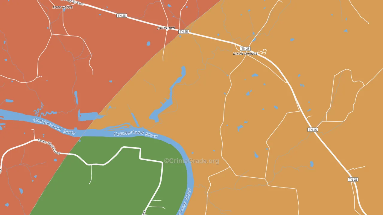 Johntown, TN Map of Theft Rates