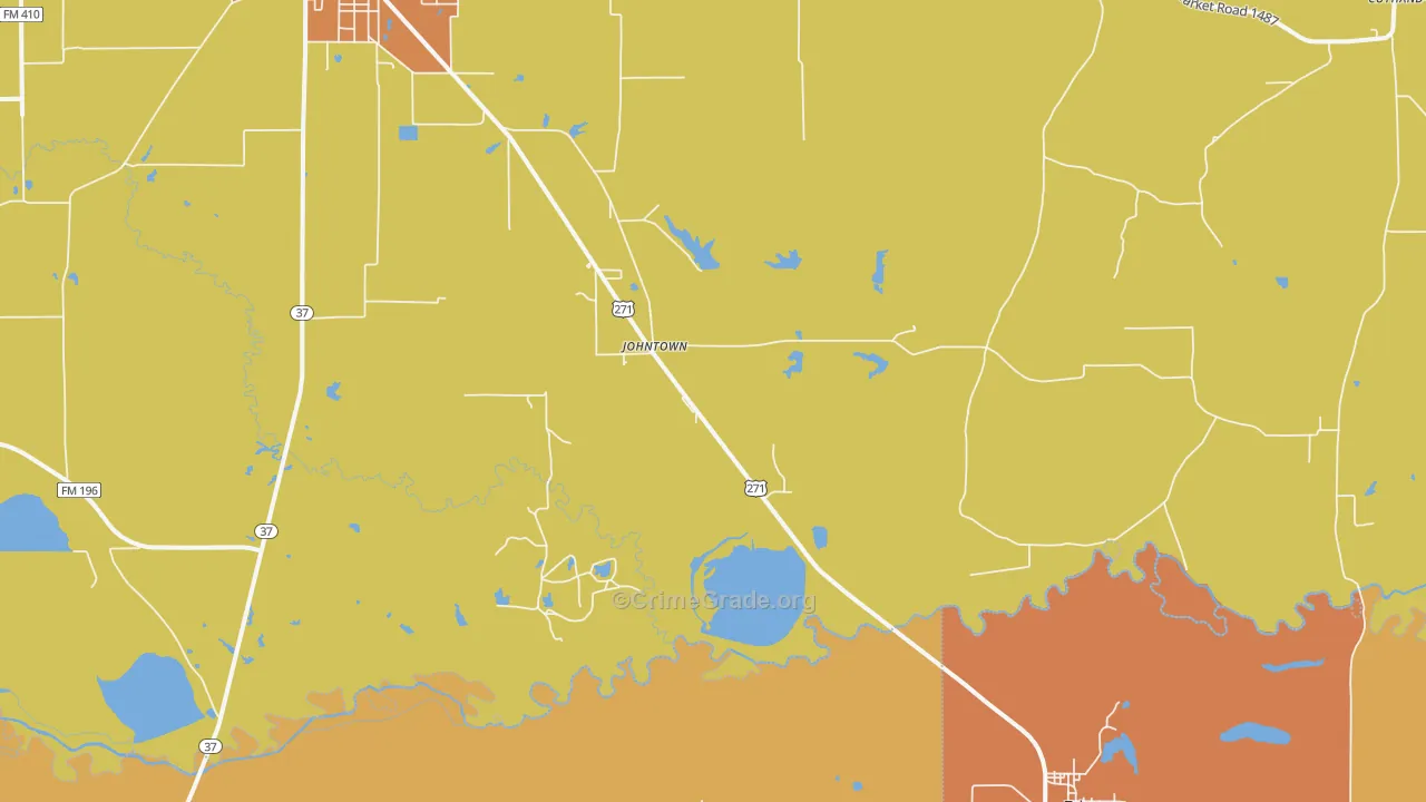 Johntown, TX Map of Theft Rates