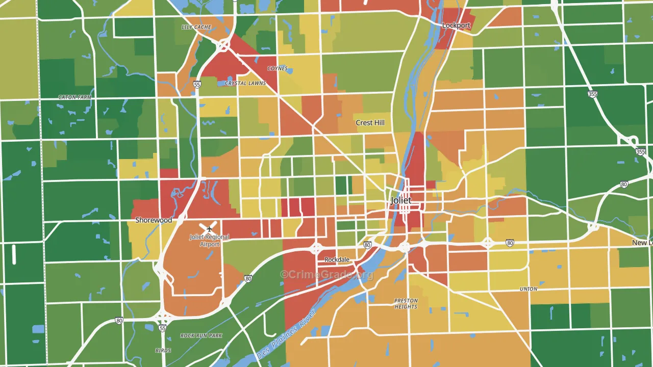 Joliet, IL Map of Theft Rates