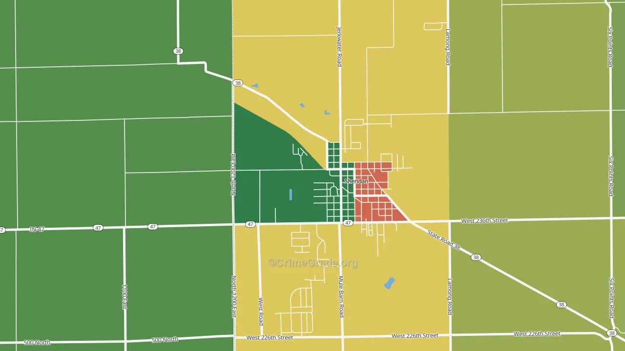 Jolietville, IN Map of Theft Rates