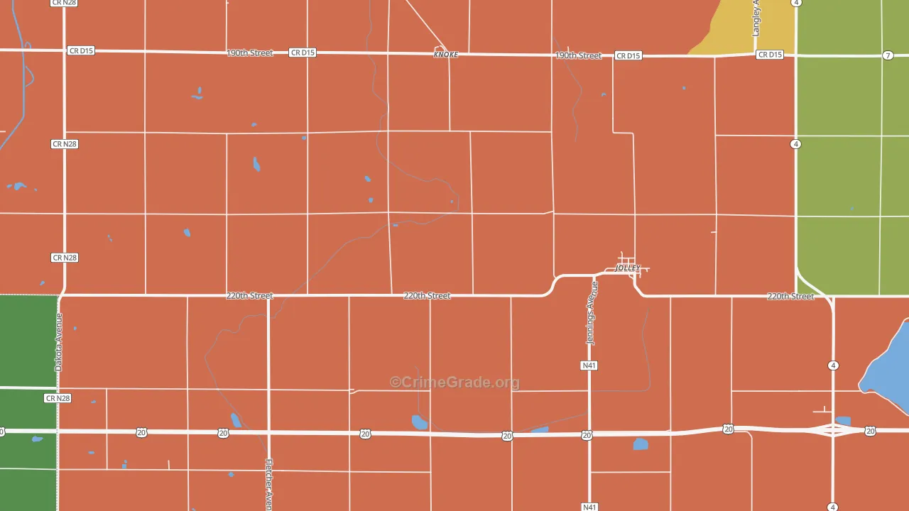 Jolley, IA Map of Theft Rates