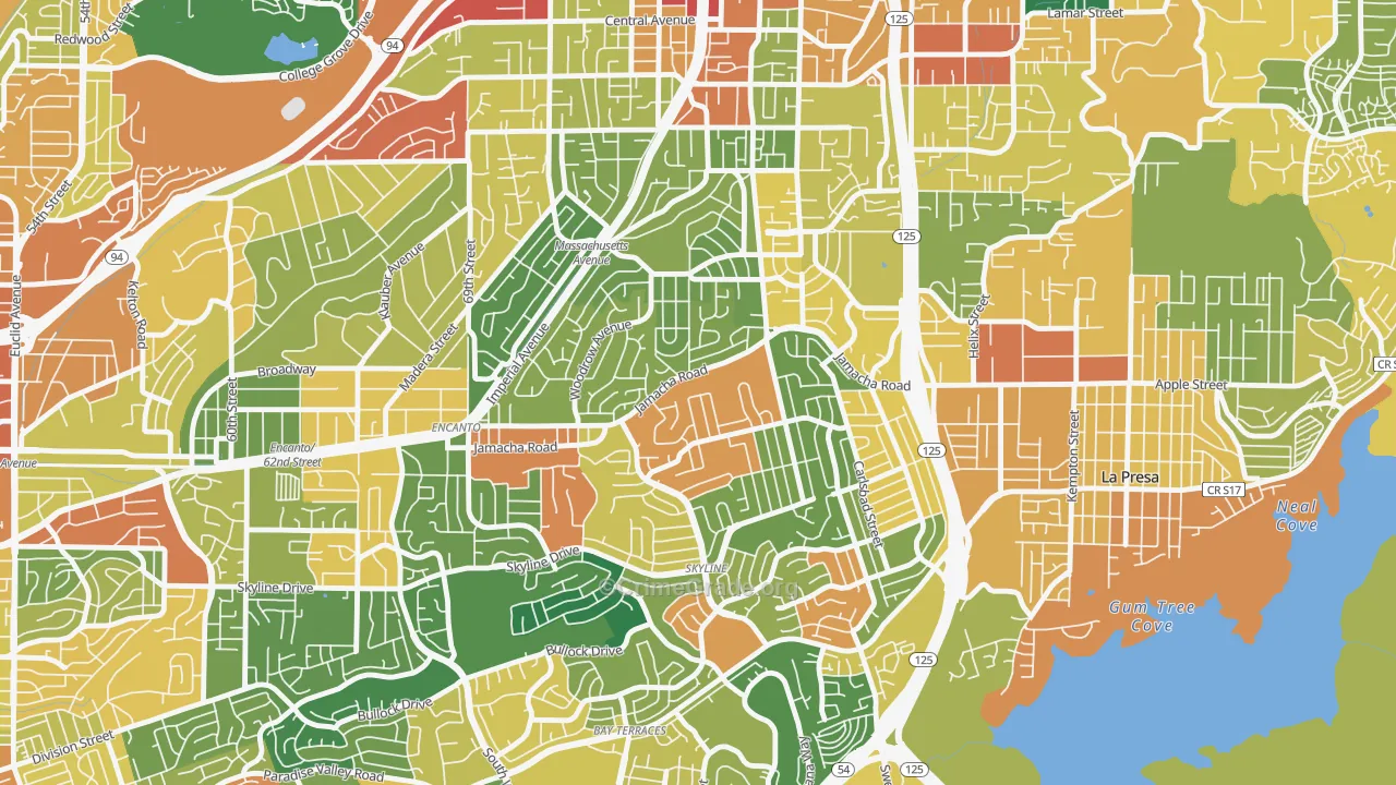 Jomacha-Lomita, San Diego, CA Map of Theft Rates