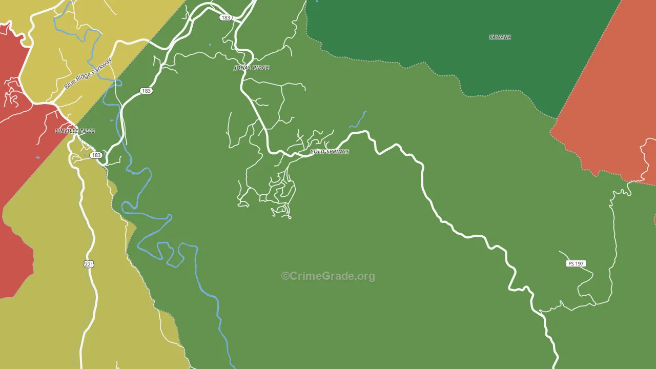 Jonas Ridge, NC Map of Theft Rates