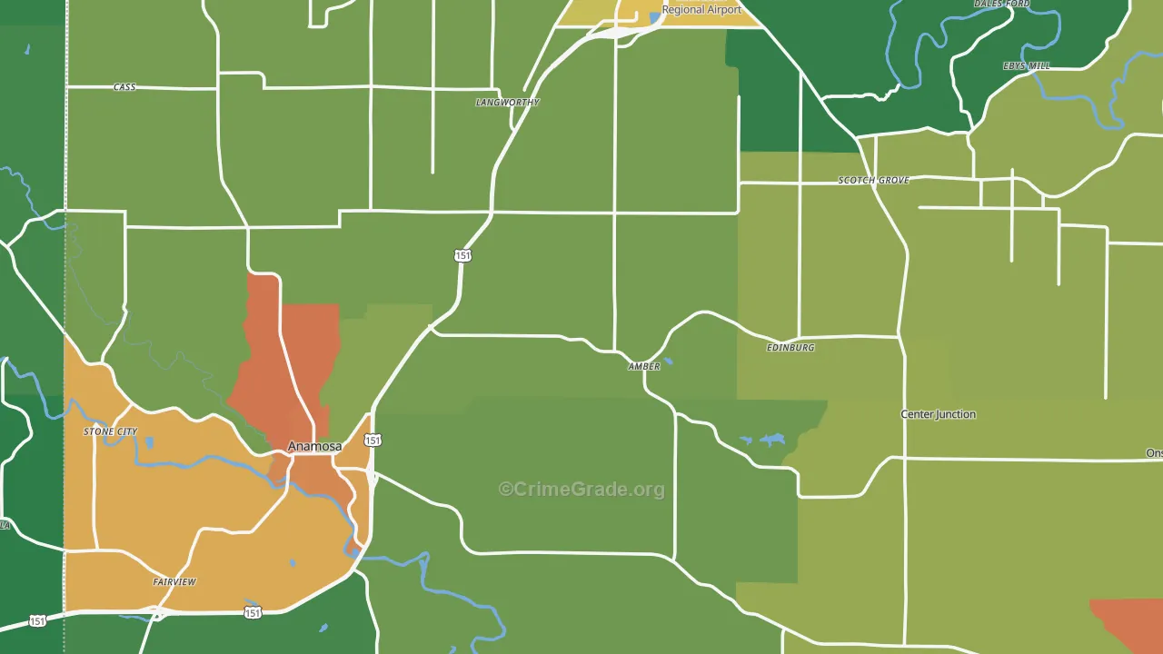 Jones County, IA Map of Theft Rates