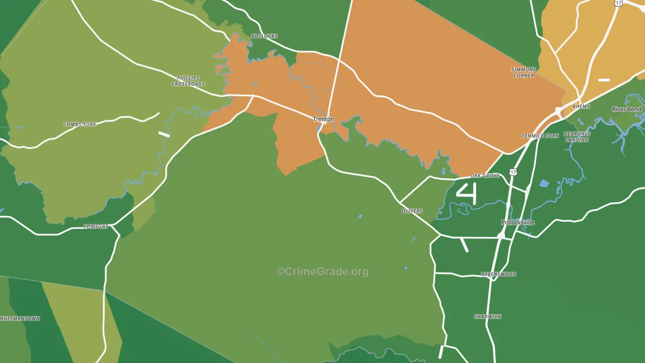 Jones County, NC Map of Theft Rates