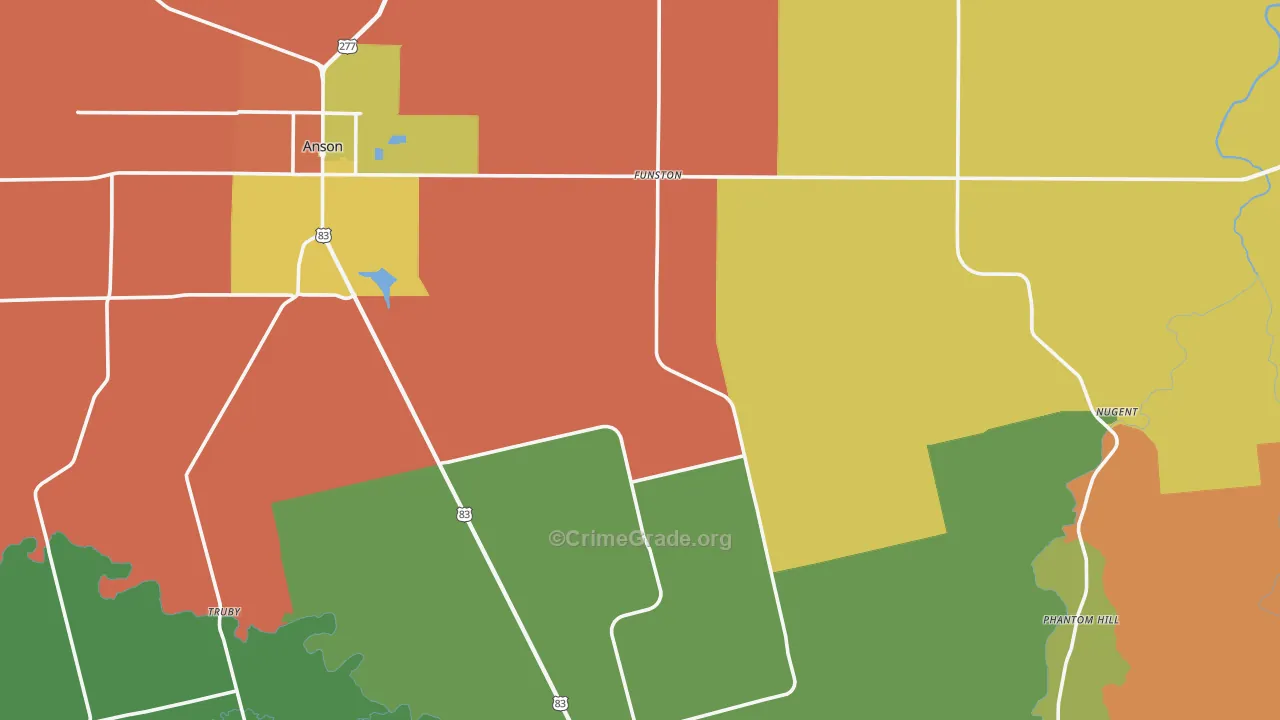 Jones County, TX Map of Theft Rates