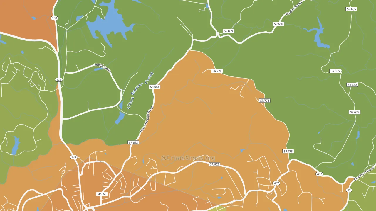 Jones Creek, VA Map of Theft Rates