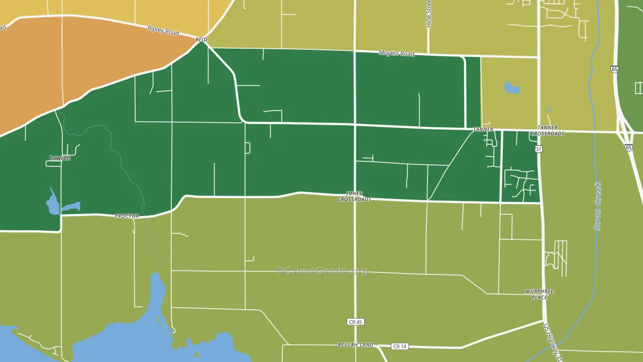 Jones Crossroads, AL Map of Theft Rates