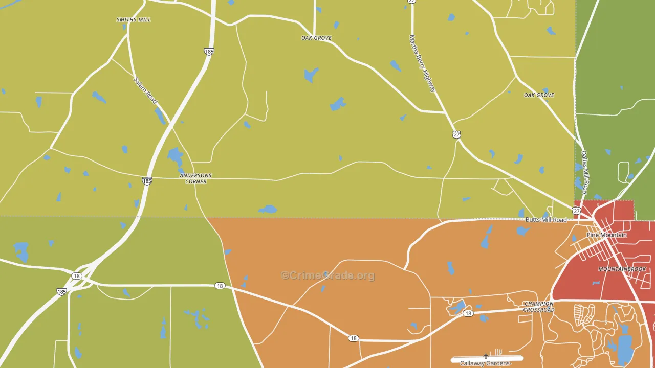 Jones Crossroads, GA Map of Theft Rates