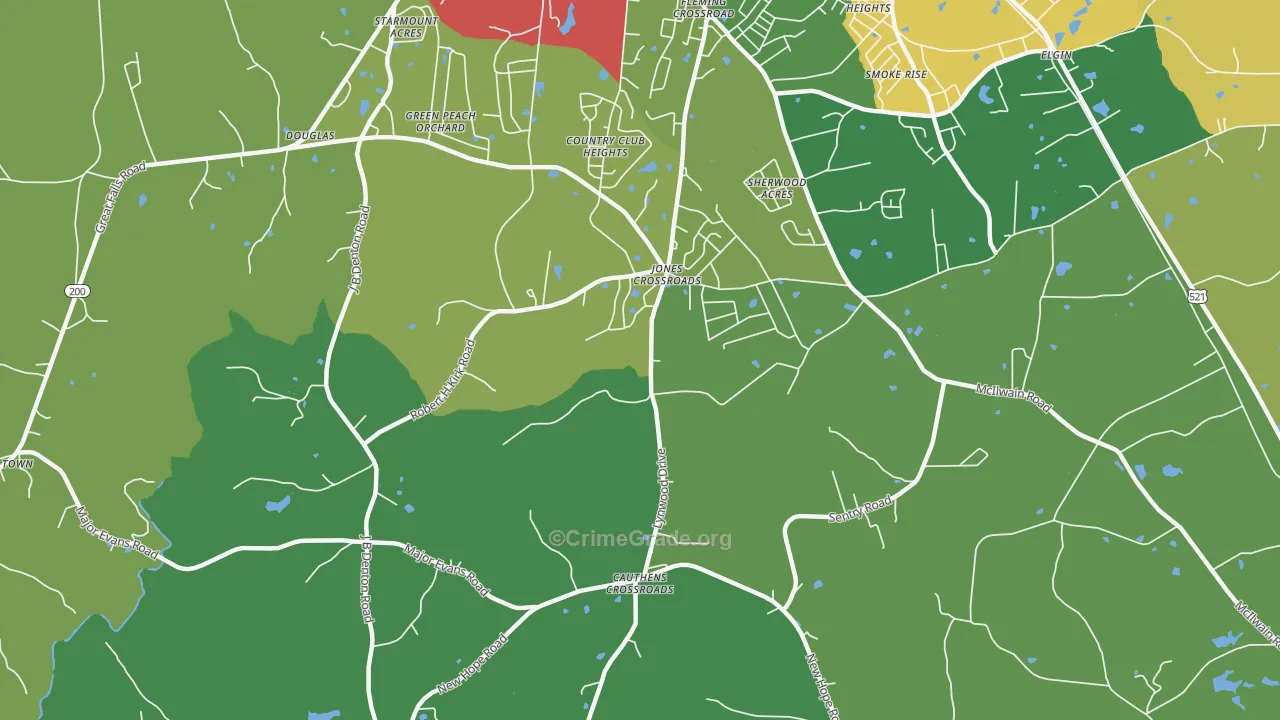 Jones Crossroads, SC Map of Theft Rates