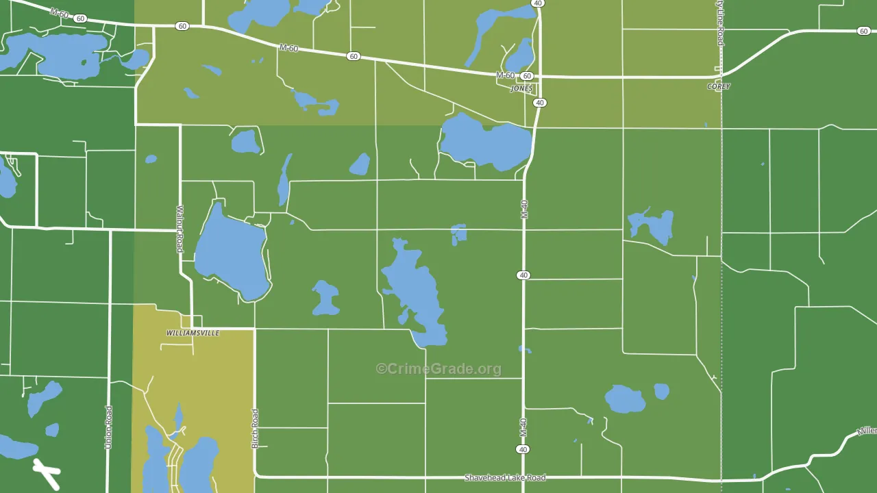 Jones, MI Map of Theft Rates