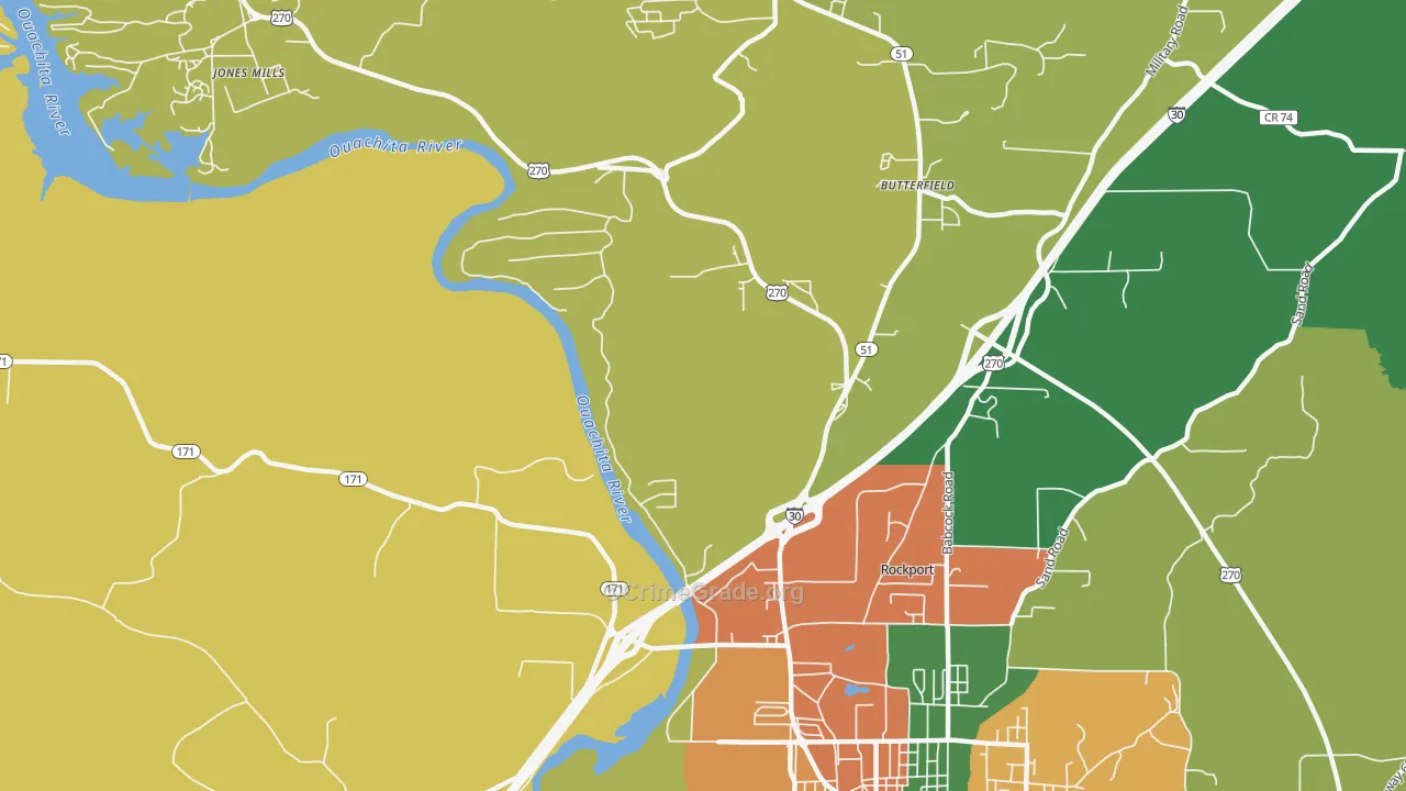 Jones Mill, AR Map of Theft Rates